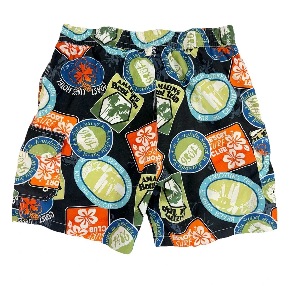 Caribbean Joe Board Shorts Mens L Navy Tropical Surf Swim Trunks 7